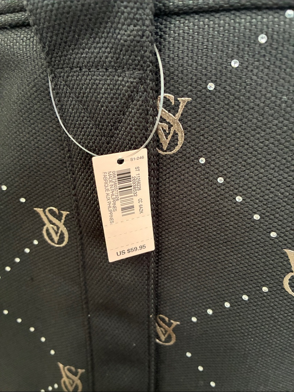 Victoria's Secret Black Bling Logo Weekend Travel Bag Duffle - Picture 5 of 6